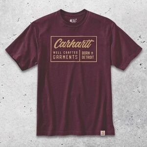 Carhartt‎ Graphic T-Shirt Relaxed Fit Well Crafted Crew Neckline Cotton Maroon L
